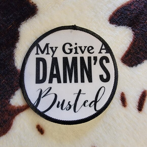 My Give A Busted Western Sublimation DYI Fabric Hat Patch Glue Iron On Sew Patch - Picture 3 of 4